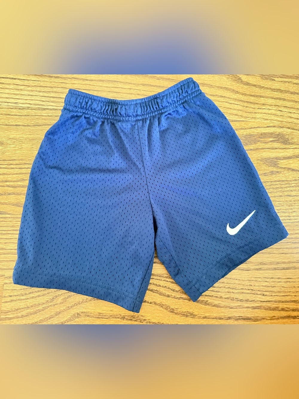 Kids Nike Blue Mesh Athletic Shorts with White Swoosh Size S 5